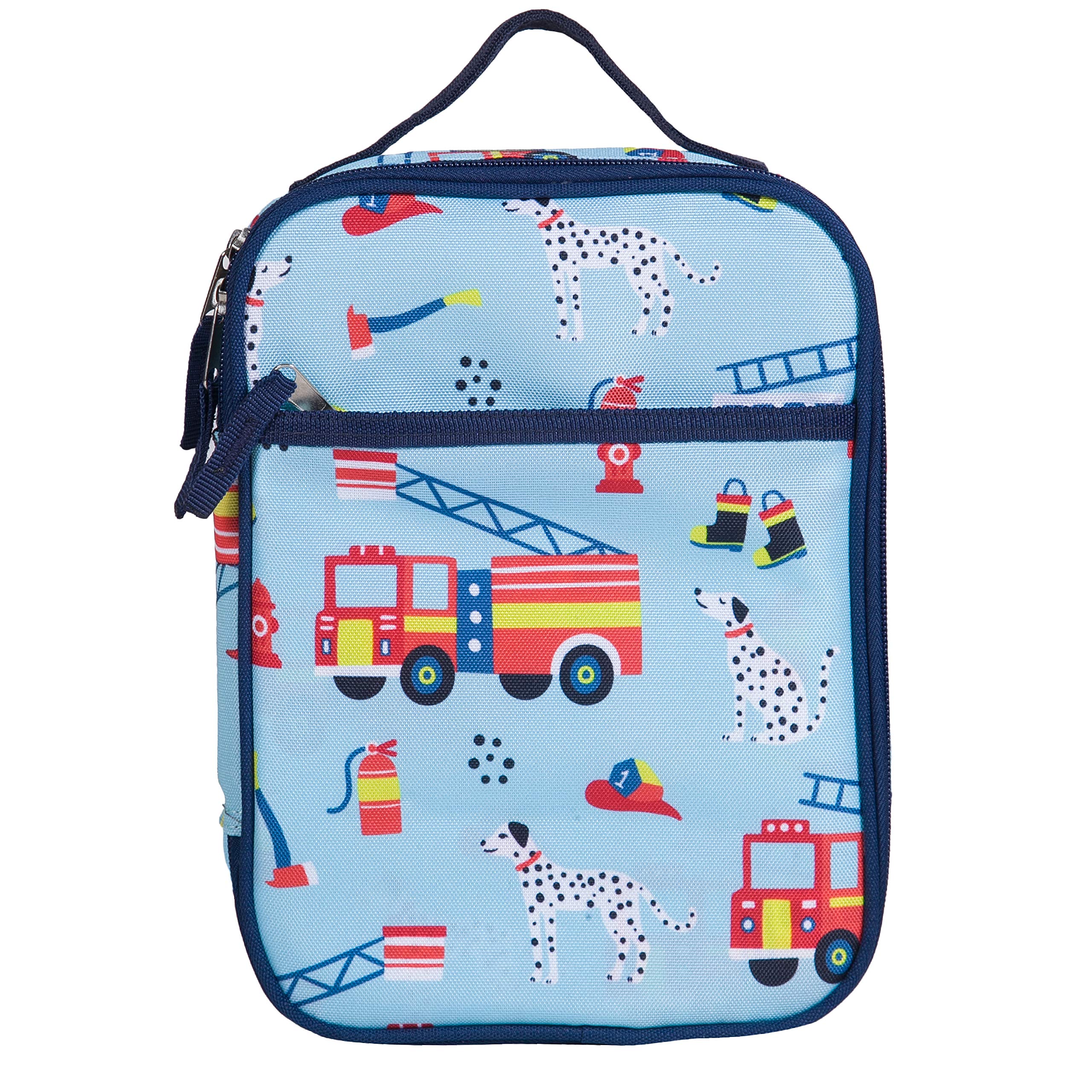 Wildkin Day2Day Kids Lunch Box Bag for Boys & Girls, Perfect for Elementary Lunch Box for Kids, Easy Access Front Pocket, Ideal for Packing Hot or Cold Snacks for School & Travel (Firefighters)