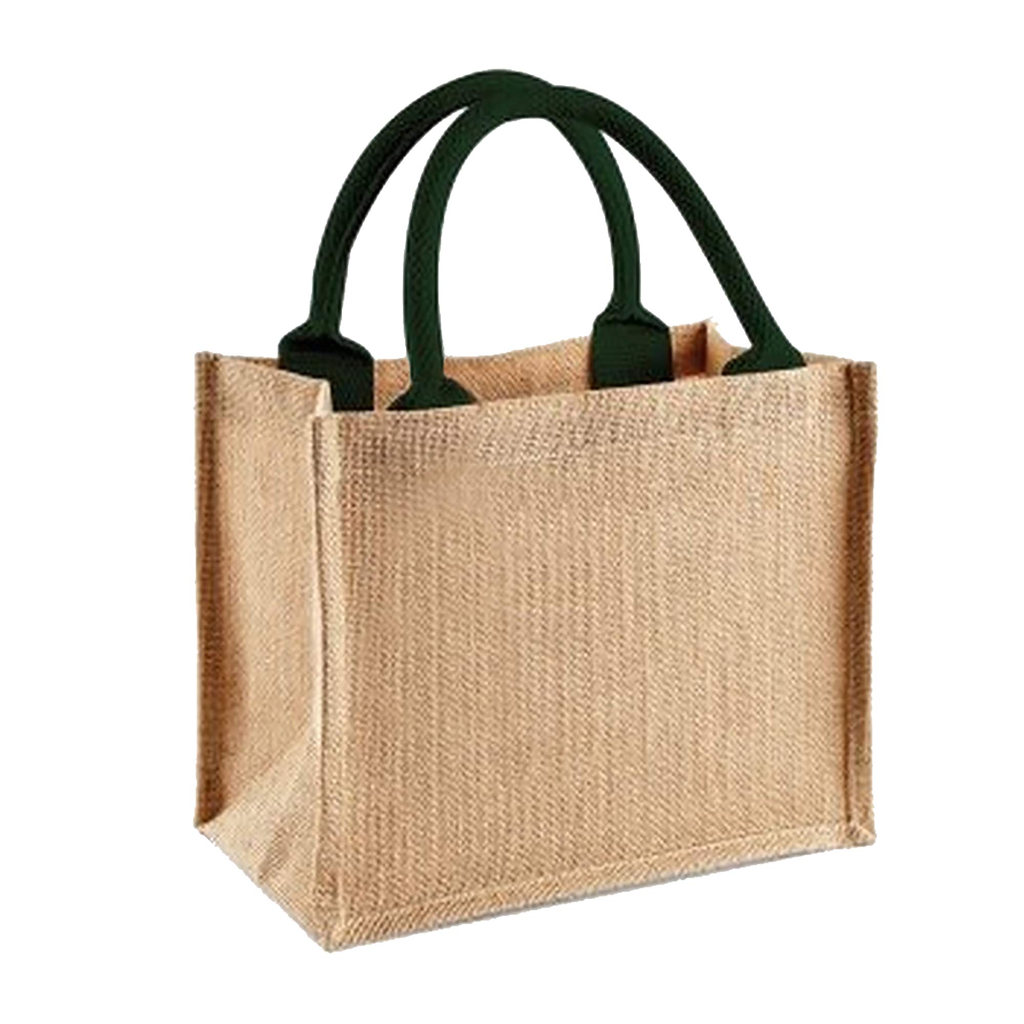 Westford Mill Jute Mini Gift Bag (6 Liters) (One Size) (Natural/Forest Green)