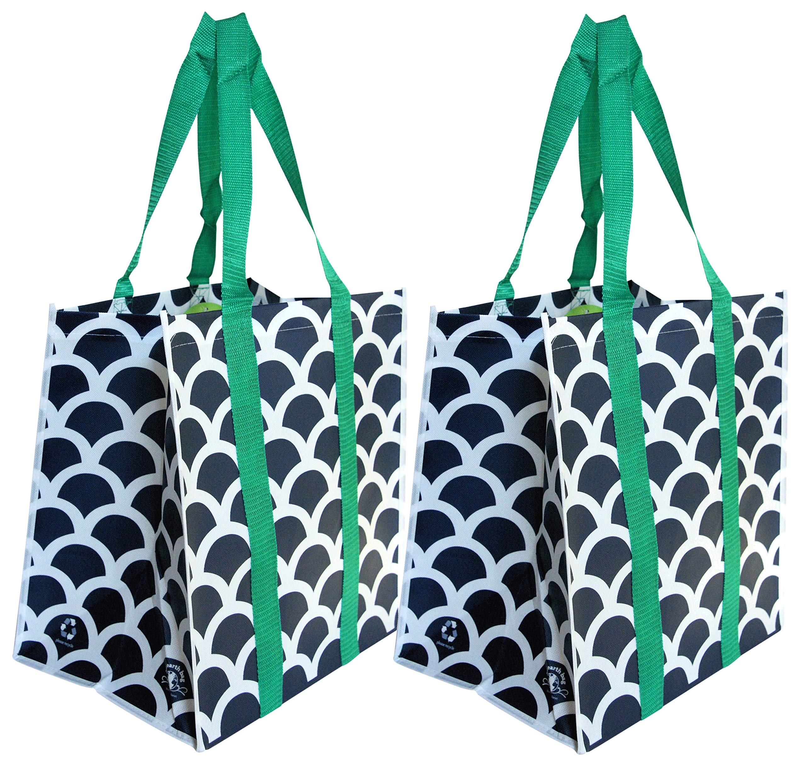 the buti-bag company Extra Large Reusable Shopping Bags Stay Open Premium Wipe Clean (2, Navy Green)