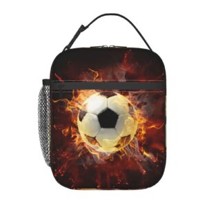 granbey soccer lunch box for boys girls lunch bag for kids waterproof reusable insulated school 3d football lunch box with side pocket