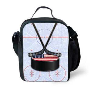 doginthehole Ice Hockey Lunchbox Student Portable Travel Tote Insulated Lunch Bag