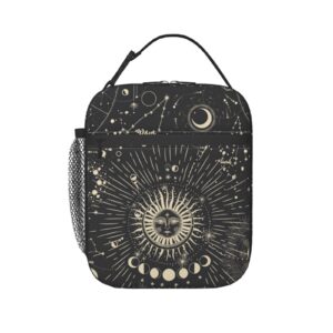 kuoaicy sun and moon mystic goth witchy lunch box reusable insulated totes lunch bag thermal cooler for boy girls school men women beach picnic travel