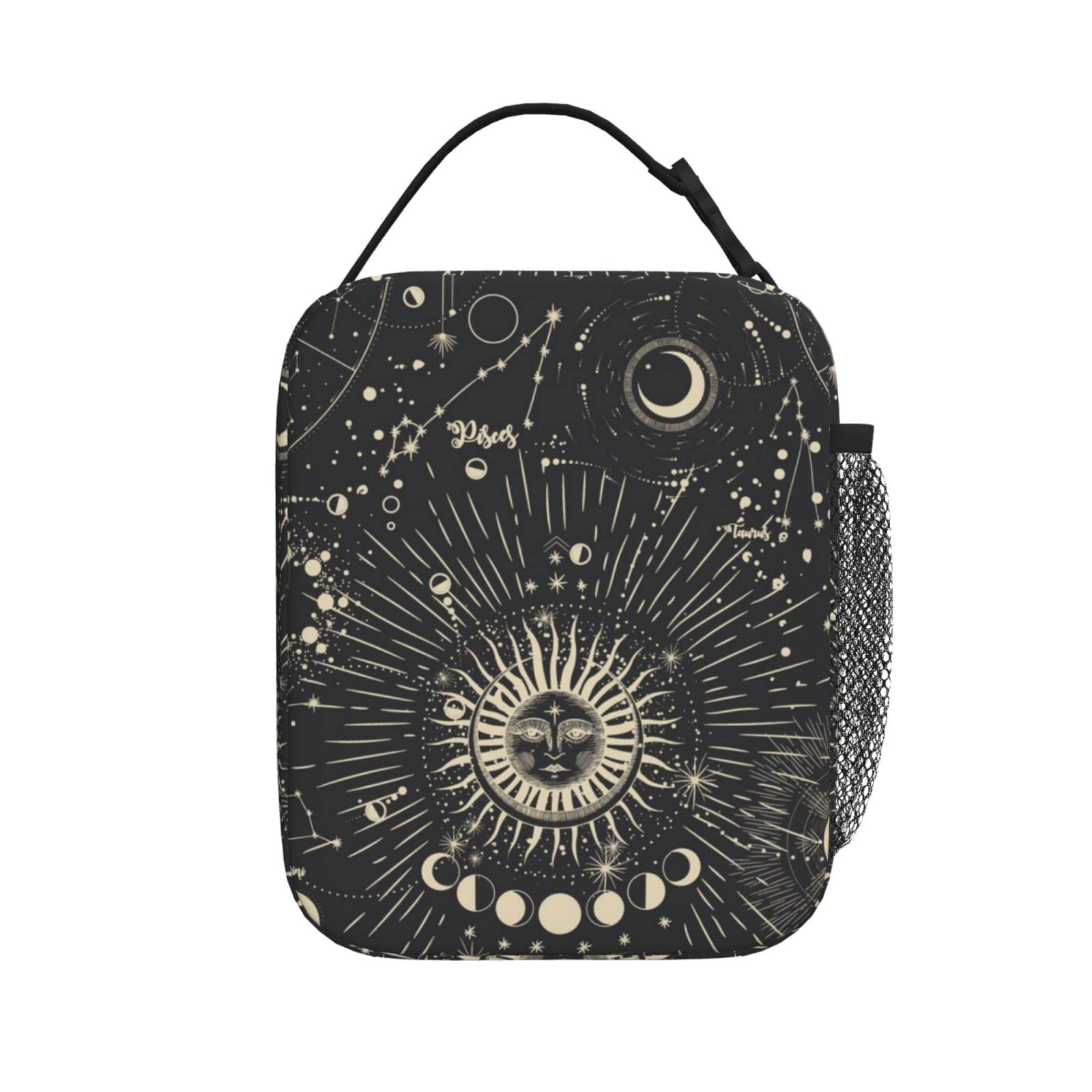 KUOAICY Sun and Moon Mystic Goth Witchy Lunch Box Reusable Insulated Totes Lunch Bag Thermal Cooler For Boy Girls School Men Women Beach Picnic Travel