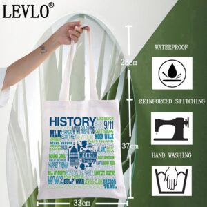 LEVLO America History Canvas Tote Bag Gift For History Teacher Student American History Shoulder Bag For History Lover (History Tote)