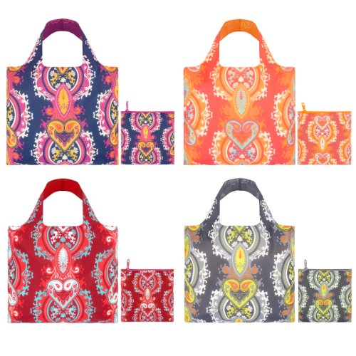 LOQI Opulent Collection Pouch Reusable Bags (Set of 4), Multicolor