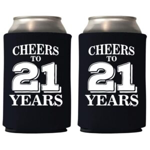 veracco cheers to 21 years twenty first can coolie holder 21st birthday gift party favors decorations (black, 12)