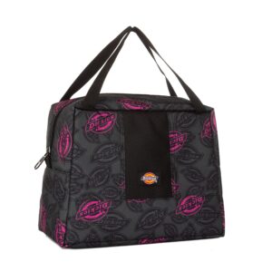 dickies insulated lunch bag holder for work, thermal reusable office lunch box for men, women (hot pink love print)