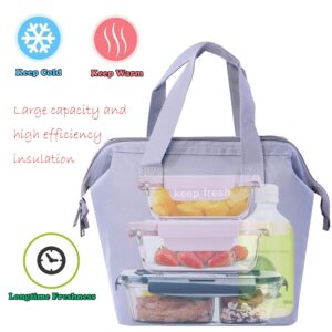 Lovyan Reusable Insulated Lunch Bag Stylish Bento Lunch Bag Water-resistant Lunch Tote Bag Lunch Box Containers for Women Men Adults Work Picnic (Grey)