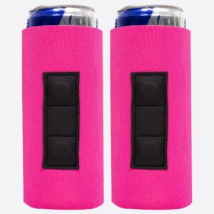 QualityPerfection Magnetic Slim Can Cooler Sleeve, Beer/Energy Magnet Tall 12 oz Skinny size Neoprene 4mm Thickness (2, Hot Pink)