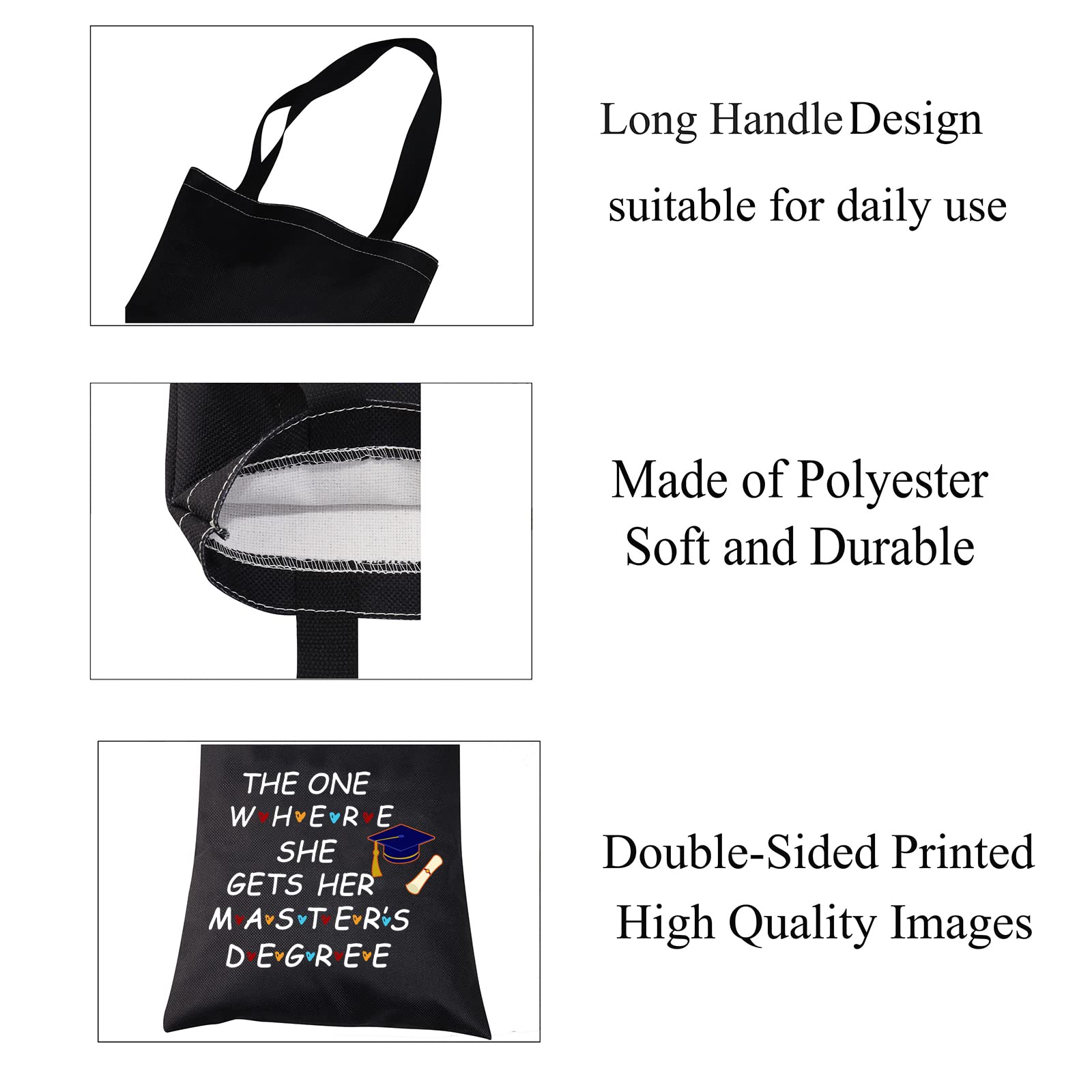 CMNIM Masters Degree Graduation Gifts for Her The One Where She Gets Her Masters Degree Reusable Tote Bag MBA Student Gifts (Masters Degree Gifts Tote Bag)