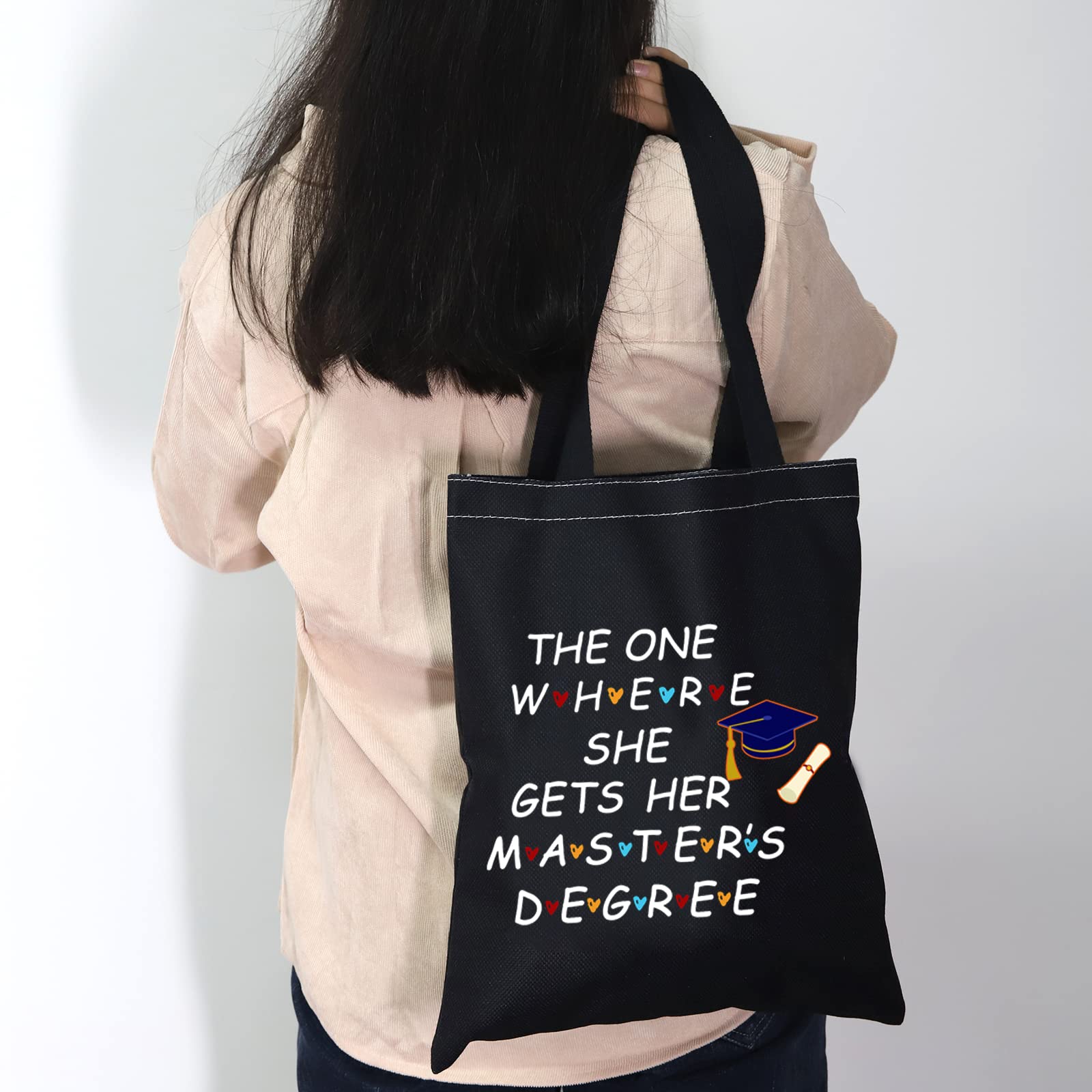 CMNIM Masters Degree Graduation Gifts for Her The One Where She Gets Her Masters Degree Reusable Tote Bag MBA Student Gifts (Masters Degree Gifts Tote Bag)