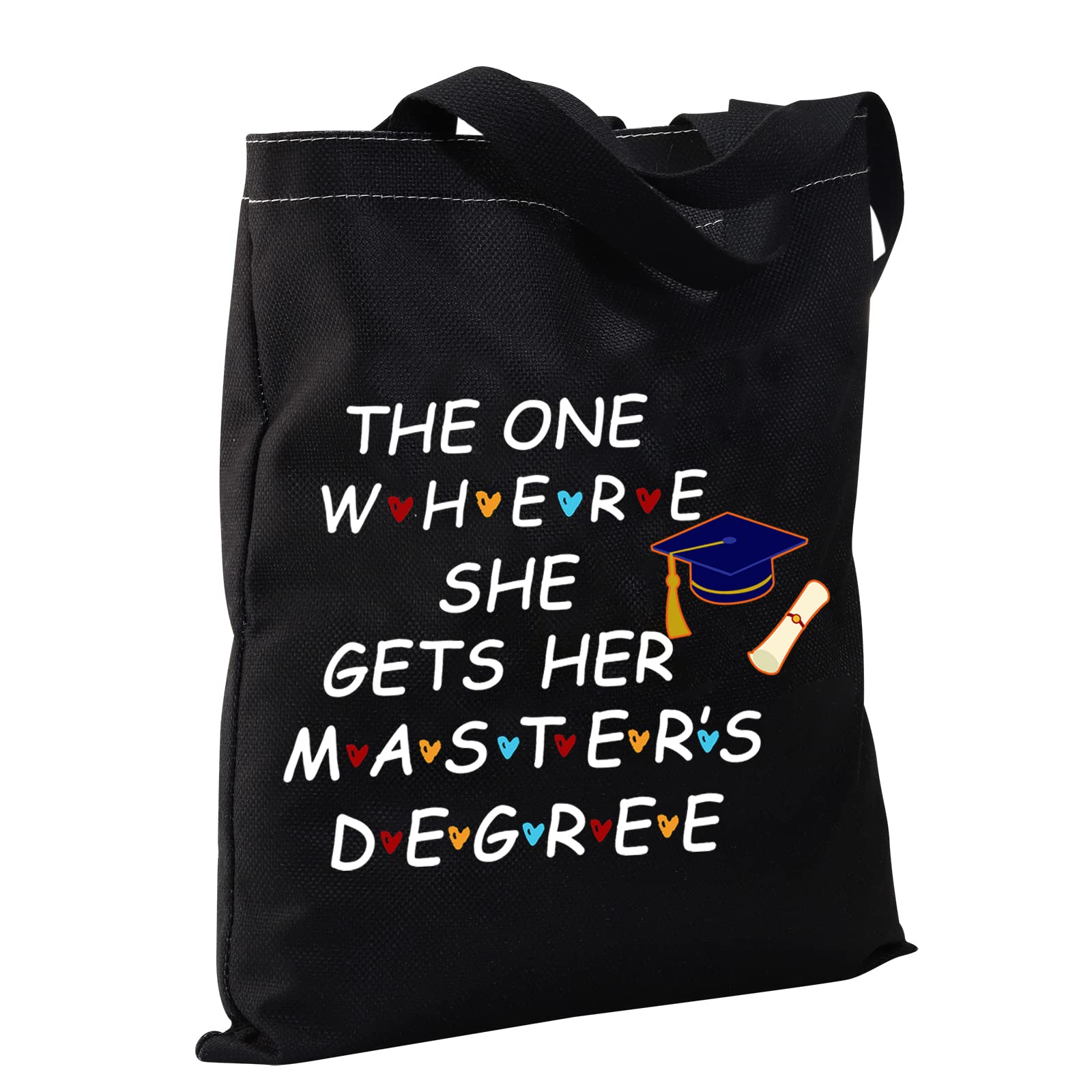 CMNIM Masters Degree Graduation Gifts for Her The One Where She Gets Her Masters Degree Reusable Tote Bag MBA Student Gifts (Masters Degree Gifts Tote Bag)