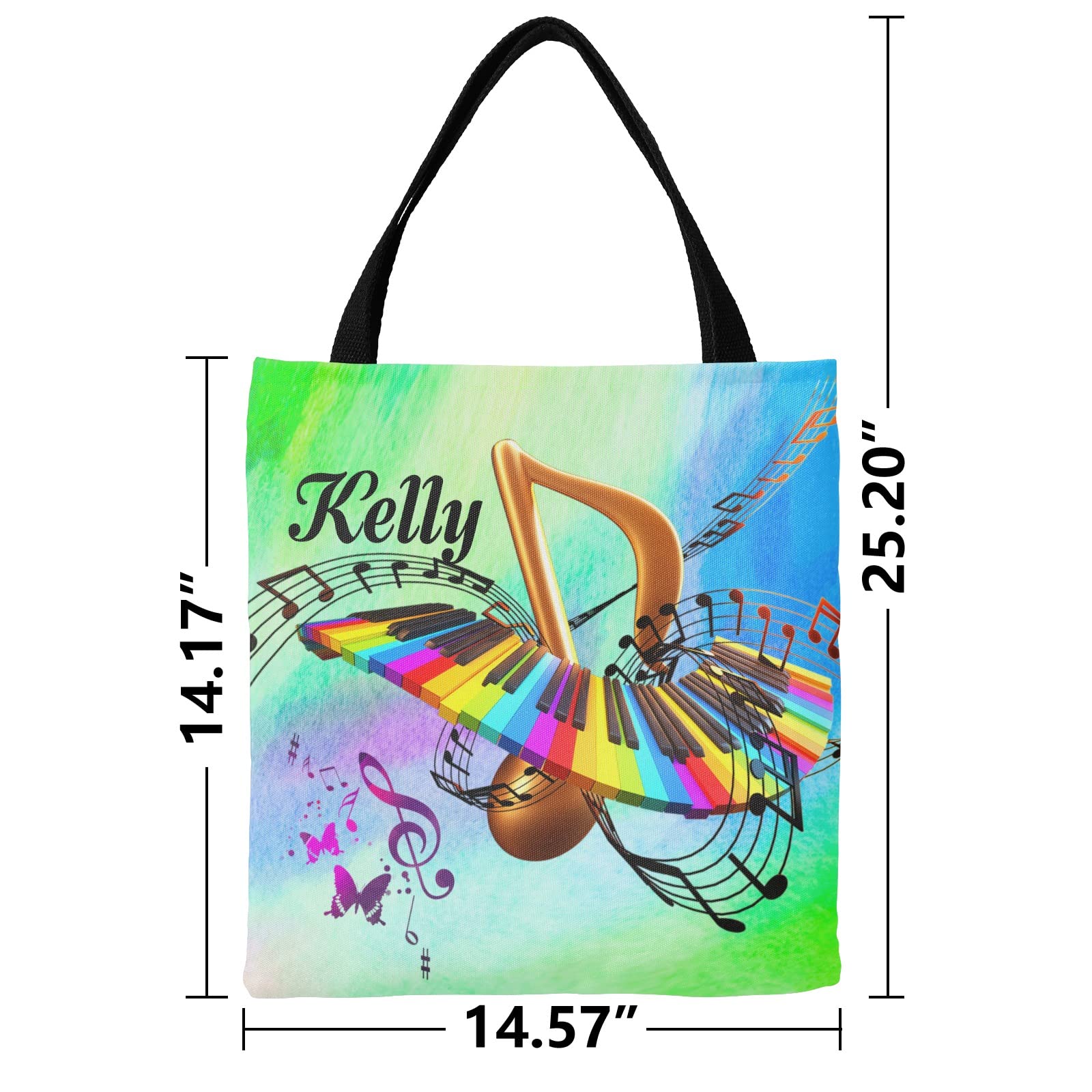 CUXWEOT Personalized Canvas Tote Bag Colorful Music Note Shopping Reusable Grocery Bag Shoulder Bags for Women Girl Gift