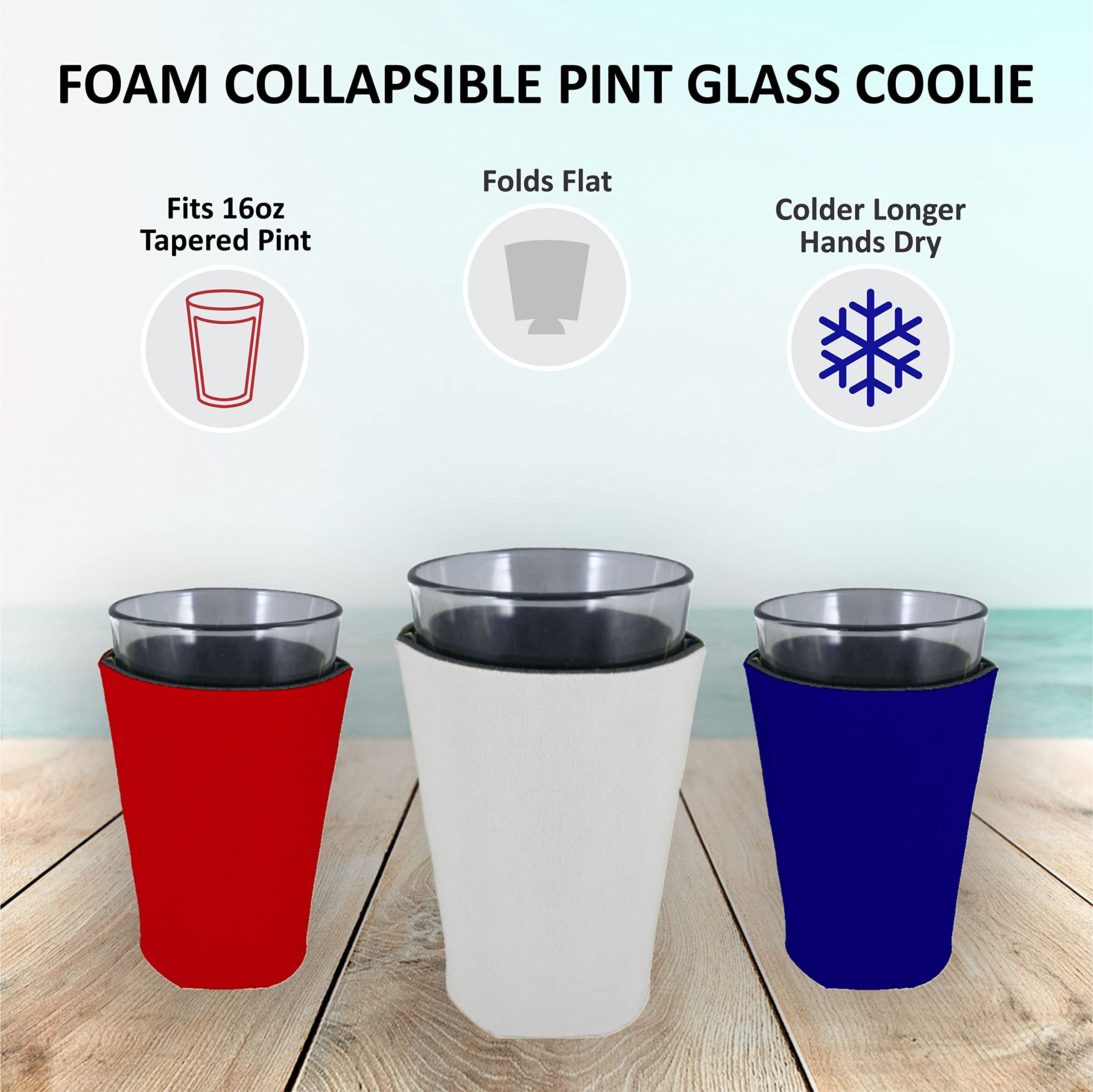 Blank Foam Pint Glass Coolie (6 Pack, Royal Blue)