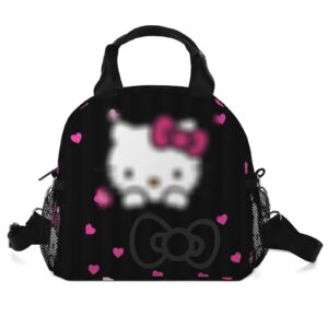 grehge cute cartoon lunch bag portable thermal insulated preservation pink cat