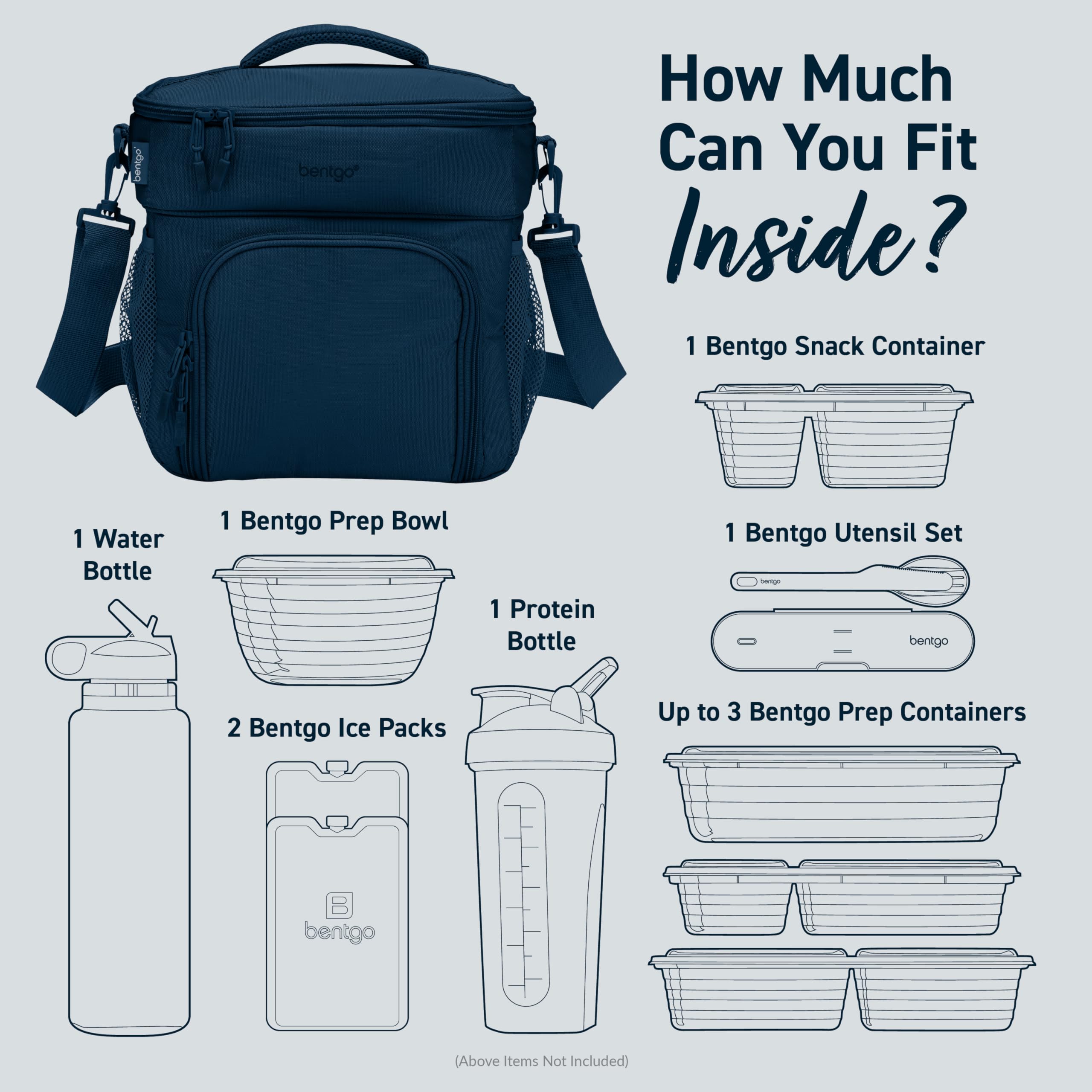 Bentgo® Prep Deluxe Insulated Multimeal Bag - Lunch Box Bag, Holds 5 Meals, Premium Insulation up to 8 Hrs, Durable, Water-Resistant - Large Capacity For Adult Meal Prep (Navy Blue)