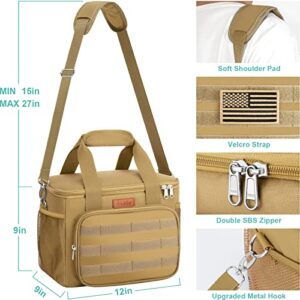Tiblue Insulated Reusable Lunch Box for Office Work School Picnic Beach, Leakproof Freezable Cooler Bag with Adjustable Shoulder Strap (Large, Tan)