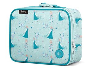 simple modern disney kids lunch box for toddler | reusable insulated bag for girls | meal containers for school with exterior and interior pockets | hadley collection | frozen elsa's snowflake