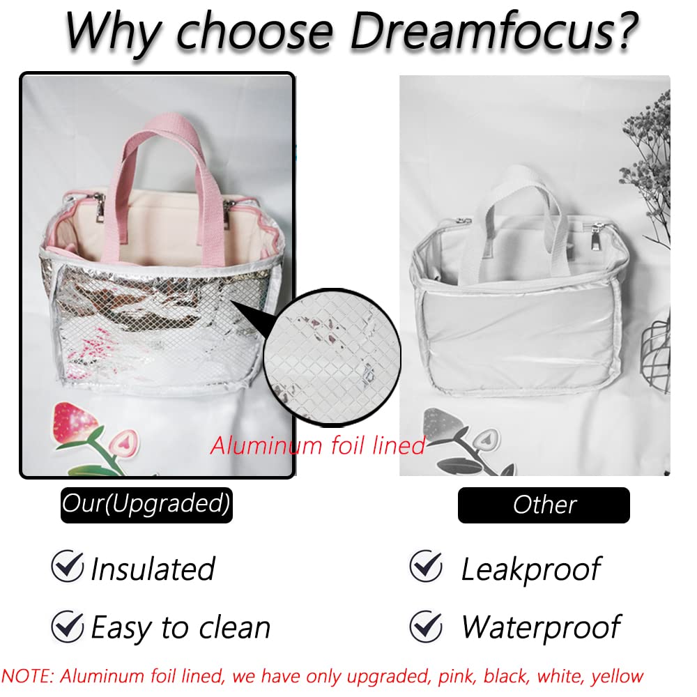 Dreamfocus Insulated Lunch Bag for Girls, Large Capacity, Handle and Strap, Cute Lunch Box for Kids Teen Women Work School Gifts