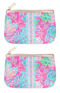 lilly pulitzer pink insulated snack bags with zip closure, 2-pack reusable food pouches for kids/adults, seaing things