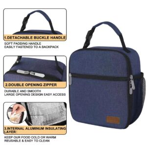 Deosk Lunch Bag Reusable Small Lunch Box for Men Insulated Portable Lunchbox for adults & Kid Suitable for School Work Picnic (Navy Blue)