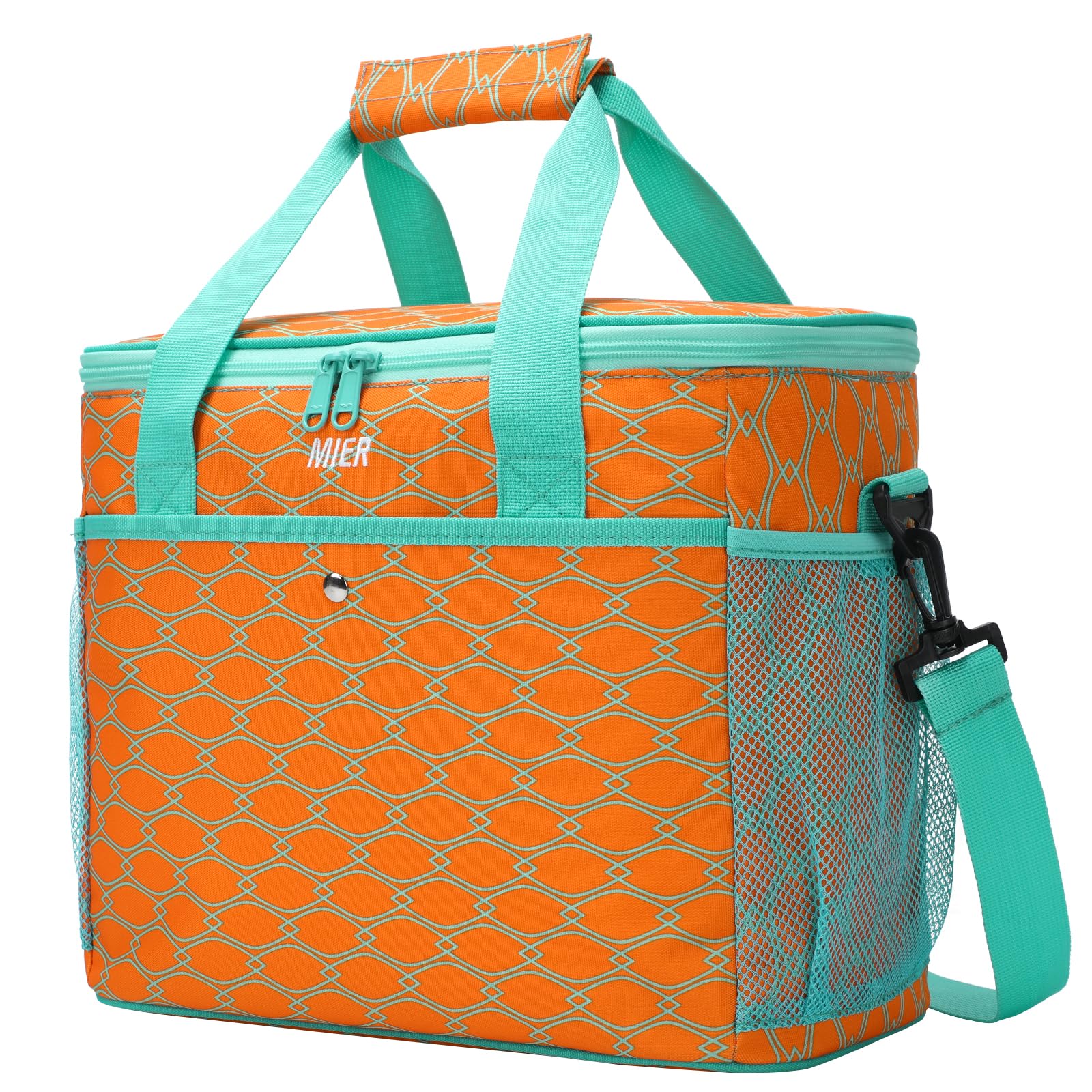 MIER 18L Large Soft Cooler Insulated Picnic Bag for Grocery, Camping, Car, Bright Orange Color