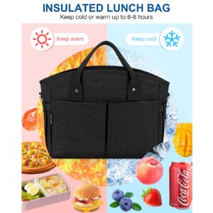 Glantop Insulated Lunch Bags for Men Women Extra Large Size Leakproof Insulated Lunch Bag with Adjustable Shoulder Strap Reusable Tote Bag Lunchbox for Work,Picnic,Camping