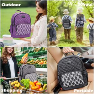 AmHoo Insulated Lunch Box Bag Reusable Cooler Backpack Double Zippers Waterproof Multiple Pockets Quilted For Women Hiking Beach Picnic Trip,Black