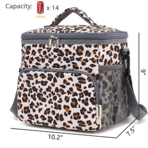 GYEUKHAM Insulated Lunch Bag for Adult/Women/Men, Reusable Lunch Box Cooler Soft Leakproof Tote, Thermal Meal Prep Lunch Pail with Adjustable Shoulder Strap for Picnic/School/Travel/Office, Leopard