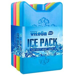 ViLoSa Ice Packs Lunch Box and Cooler Reusable ice Pack Kids Keeps Food Cool Longer time Large ice Pack- Durable - Perfect Size - No Leaks - No Smells - 4-Pack