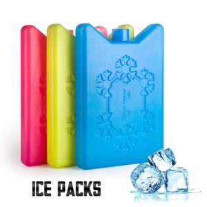 ViLoSa Ice Packs Lunch Box and Cooler Reusable ice Pack Kids Keeps Food Cool Longer time Large ice Pack- Durable - Perfect Size - No Leaks - No Smells - 4-Pack