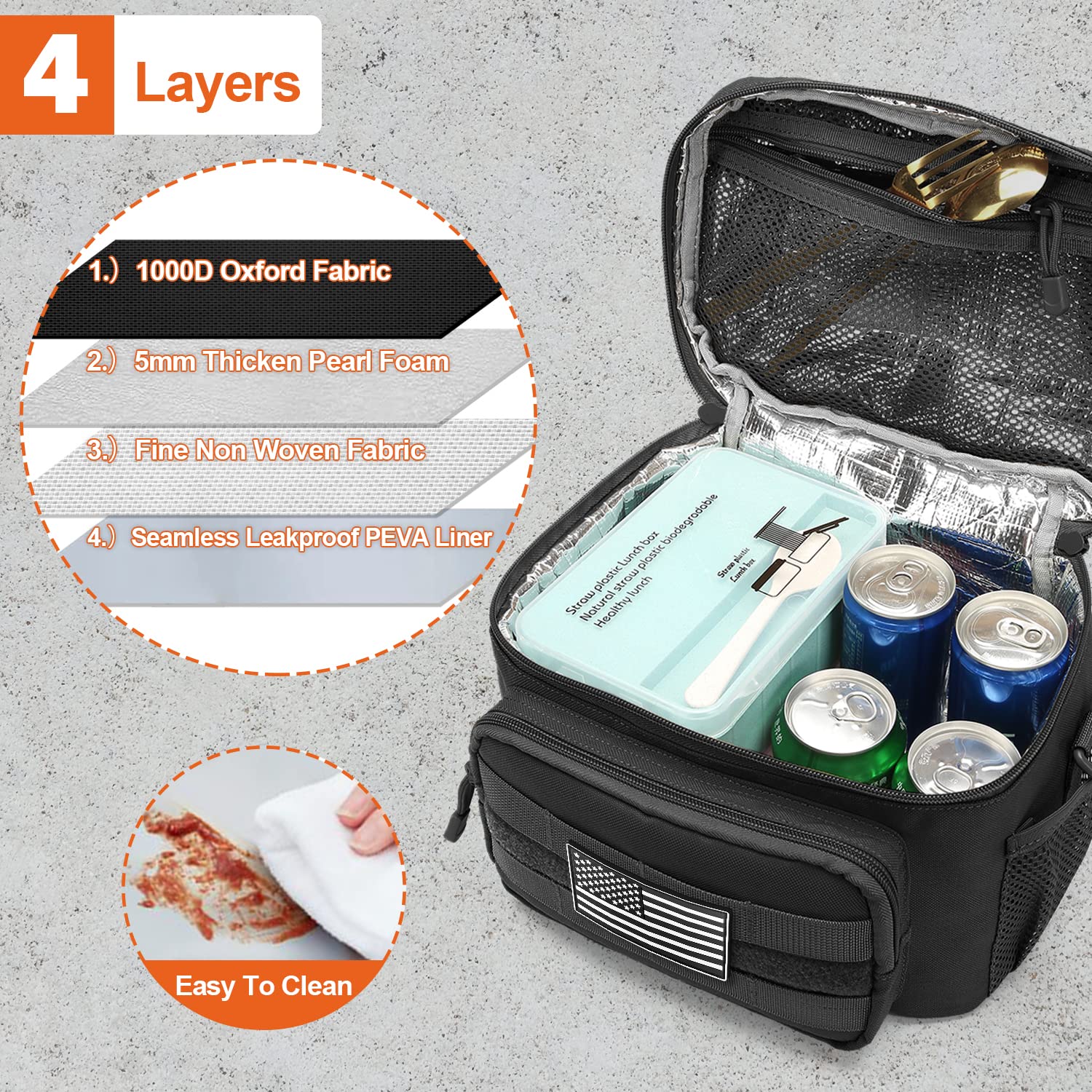 POWNEW Tactical Lunch Box for Men Women, Large Insulated Cooler Bag Lunch Pail for Office Work Picnic Gym Construction Camping, Gifts for Christmas Birthday