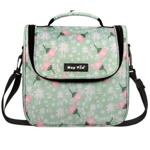 hap tim lunch box for women insulated, cute lunch bags for women, adults reusable lunchbag for work, picnic or travel, green floral (16050-gf)