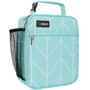 opux insulated lunch box for adult men women, thermal lunch bag for kids boys girls teens, soft compact lunch cooler bag for work school picnic, reusable small lunchbox lunch pail kit (teal)