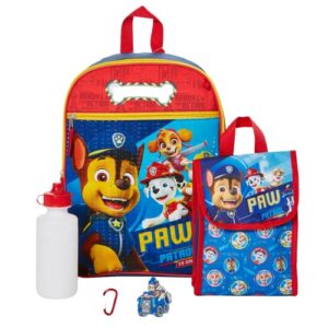 ralme nickelodeon paw patrol backpack set for kids, 16 inch with lunch bag and water bottle, 5 piece value set multicolor
