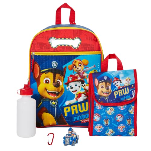 RALME Nickelodeon Paw Patrol Backpack Set for Kids, 16 inch with Lunch Bag and Water Bottle, 5 Piece Value Set Multicolor