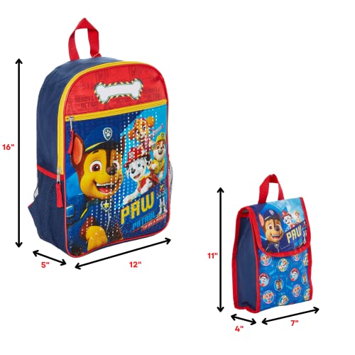 RALME Nickelodeon Paw Patrol Backpack Set for Kids, 16 inch with Lunch Bag and Water Bottle, 5 Piece Value Set Multicolor