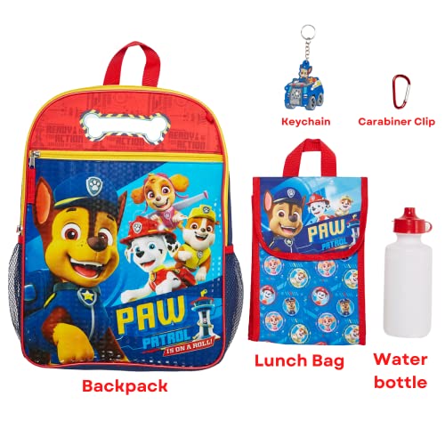 RALME Nickelodeon Paw Patrol Backpack Set for Kids, 16 inch with Lunch Bag and Water Bottle, 5 Piece Value Set Multicolor