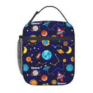 proleibao insulated lunch box boys portable game lunch bag blue waterproof lunchbox with detachable handle for school travel picnic hiking beach (blue space)