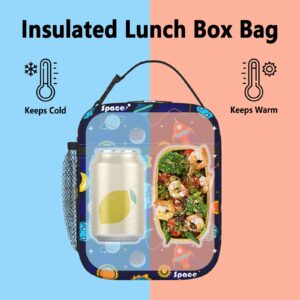 ProLeiBao Insulated Lunch Box Boys Portable Game Lunch Bag Blue Waterproof Lunchbox with Detachable Handle for School Travel Picnic Hiking Beach (Blue Space)