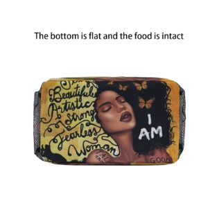 GALIRVC Insulated African Women Lunch Box Black Magic Girl Lunch Bag Portable Thermal Tote Bag for Women Office Picnic Travel Gifts