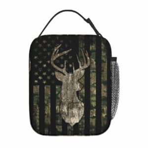yetta yang camouflage hunting tactical deer camo american flag portable lunch bag insulated lunch box reusable totes for women men work picnic camping