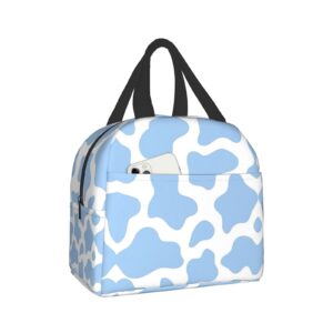 ucsaxue light blue cow animal lunch bag travel box work bento cooler reusable tote picnic boxes insulated container shopping bags for adult women men