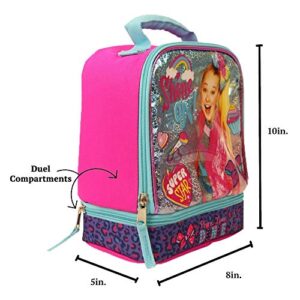 RALME Nickelodeon JoJo Siwa Lunch Box Kit with Insulated Dual Compartment for Girls