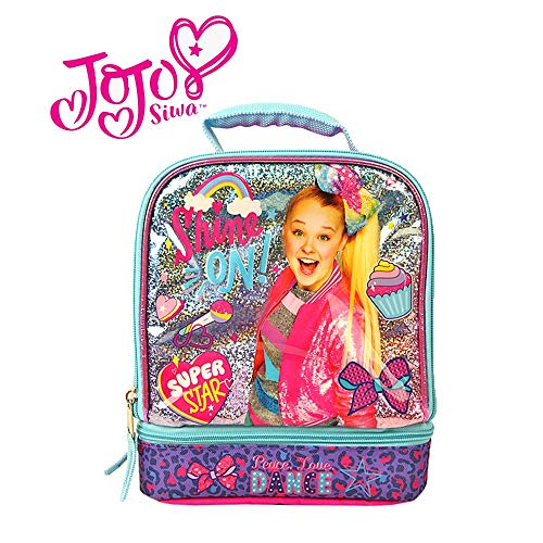 RALME Nickelodeon JoJo Siwa Lunch Box Kit with Insulated Dual Compartment for Girls