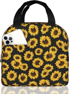 omxnaqz sunflower insulated lunch bag for women with containers freezable cooler thermal waterproof lunch box