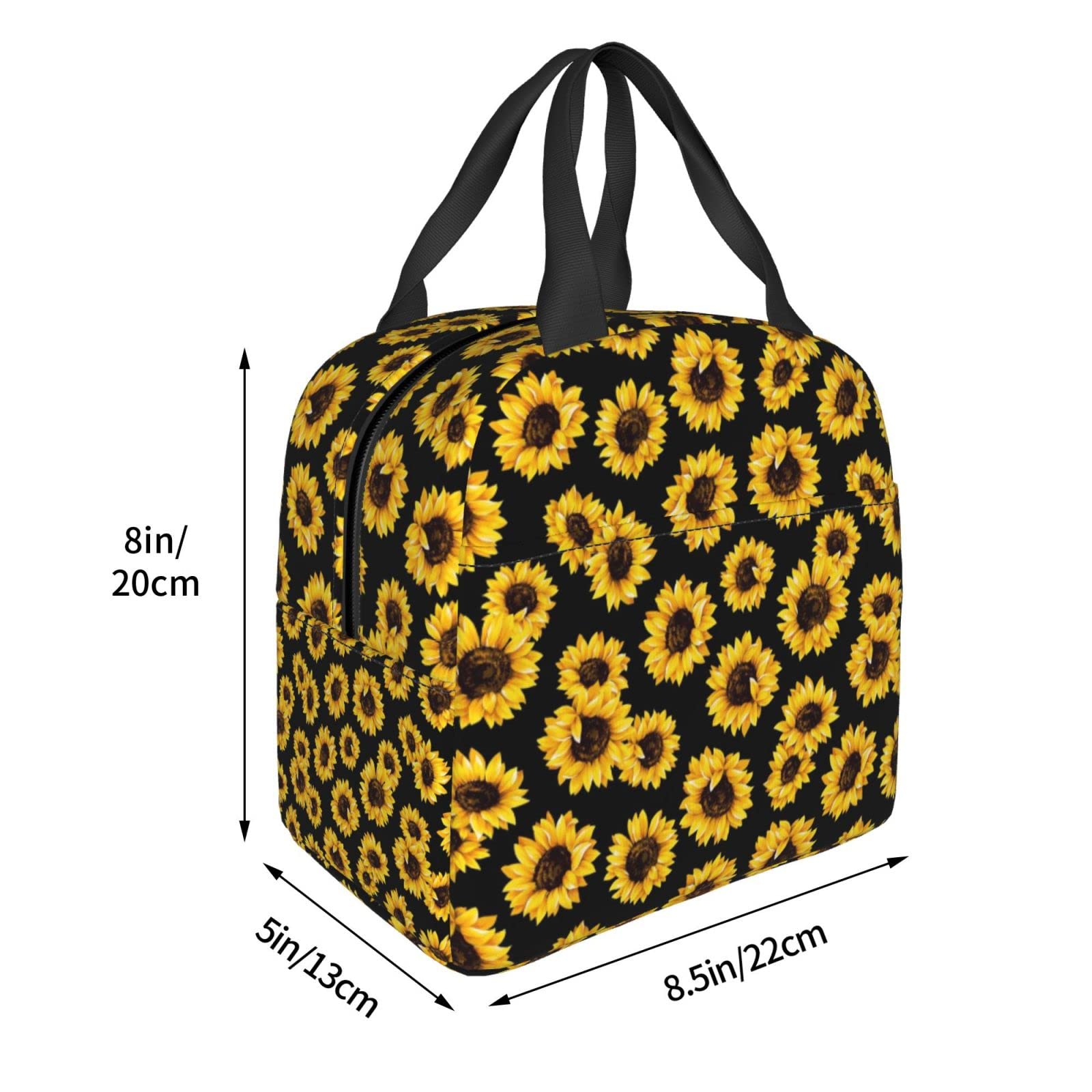 OMXNAQZ Sunflower Insulated Lunch Bag for Women with Containers Freezable Cooler Thermal Waterproof Lunch Box