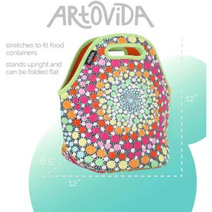 Artovida Artists Collective Insulated Neoprene Lunch Bag - Washable Soft Lunch Tote for Work and Picnic - Design by Caia Koopman (USA) Octopus Intertwined - Classic