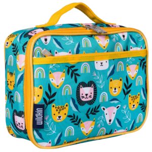 wildkin kids insulated lunch box bag for boys & girls, reusable kids lunch box is perfect for early elementary daycare school travel, ideal for hot or cold snacks & bento boxes (party animals)