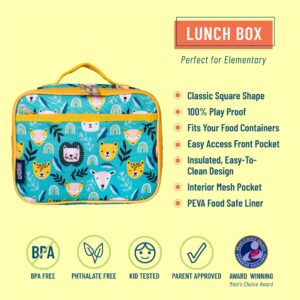 Wildkin Kids Insulated Lunch Box Bag for Boys & Girls, Reusable Kids Lunch Box is Perfect for Early Elementary Daycare School Travel, Ideal for Hot or Cold Snacks & Bento Boxes (Party Animals)